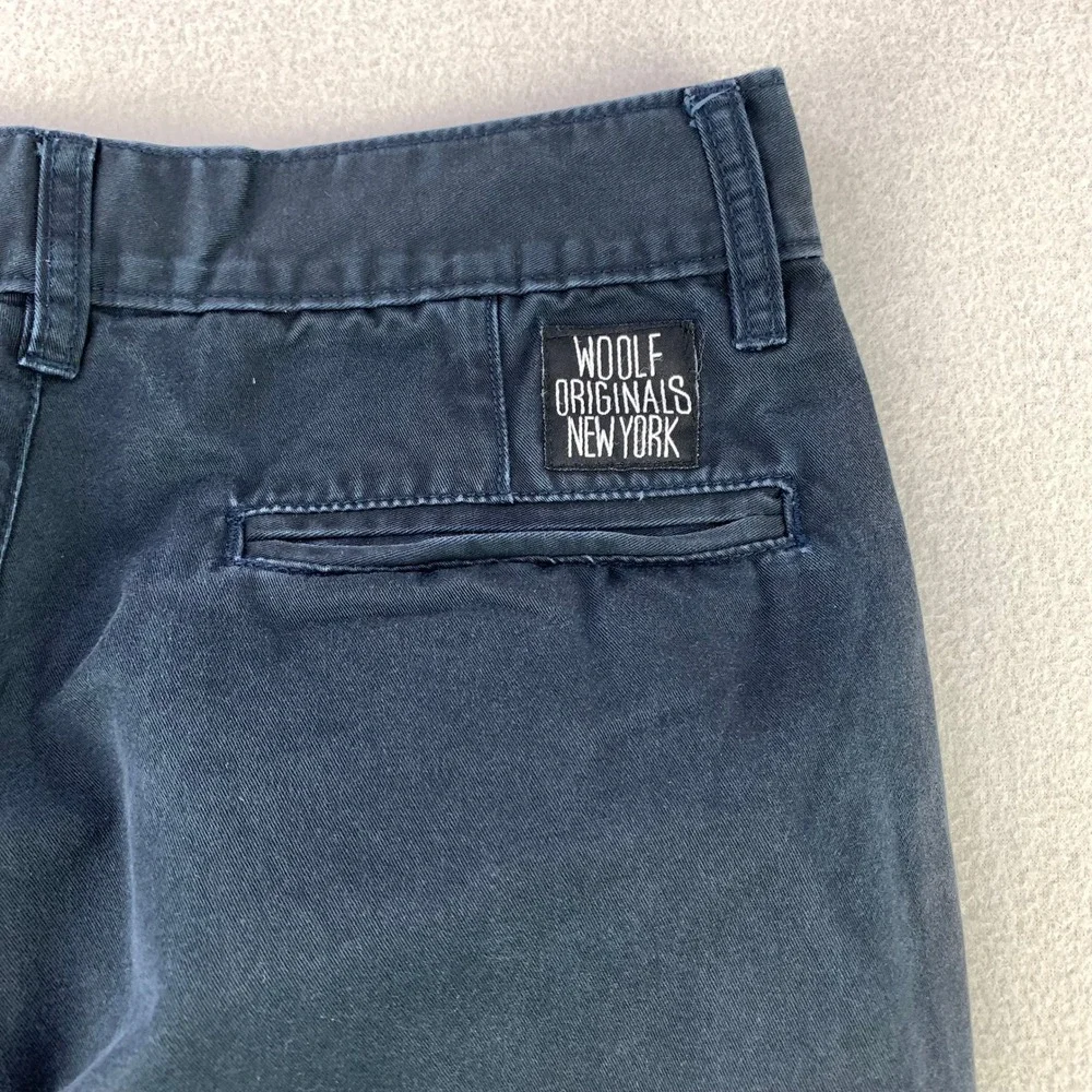 Woolf Originals NY Chinos Men 28 Navy Blue Cotton Twill Slim-Fit Trousers WON